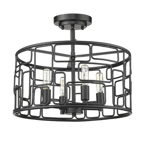 Amoret 4-Light Matte Black Convertible Pendant