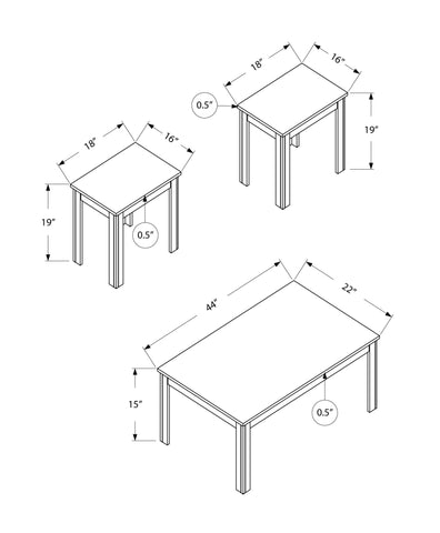 Dark Taupe Table Set - 3Pcs Set