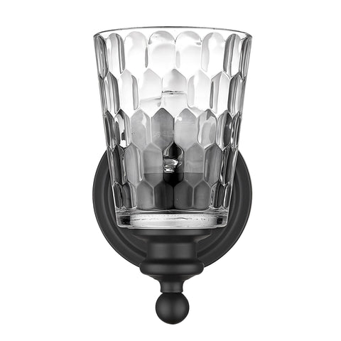 Black Metal and Pebbled Glass Wall Light