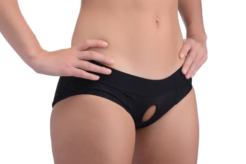 Lace Envy Black Crotchless Panty Harness