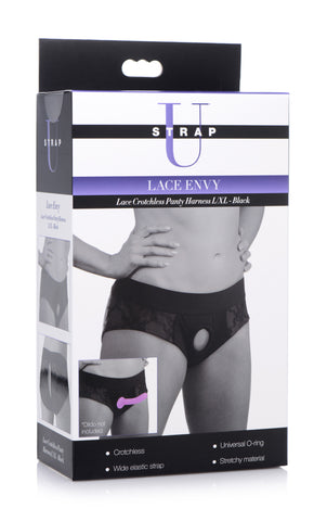 Lace Envy Black Crotchless Panty Harness