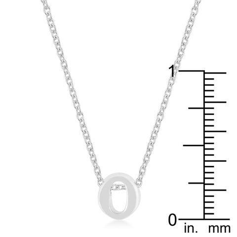 Rhodium Plated Finish Initial O Pendant