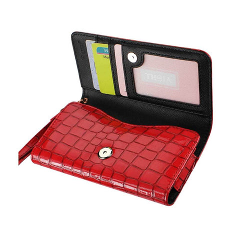 Reiko Crocodile Pattern Purse Wallet Case Samsung Mega 6.3/ Zte N9520 Red (6.7x3.5x0.5 Inches)