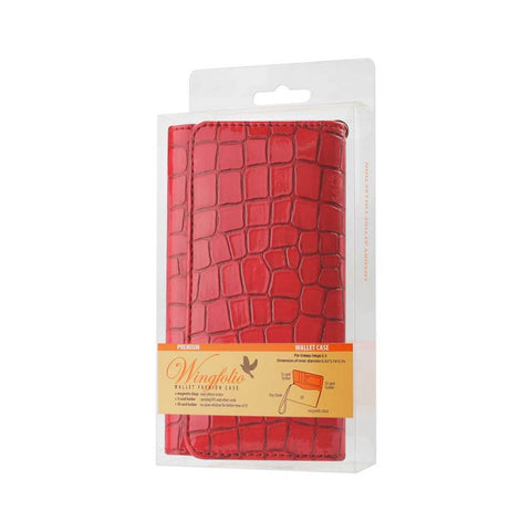 Reiko Crocodile Pattern Purse Wallet Case Samsung Mega 6.3/ Zte N9520 Red (6.7x3.5x0.5 Inches)