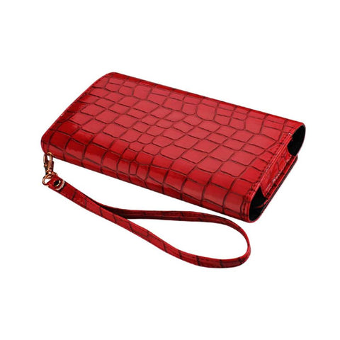 Reiko Crocodile Pattern Purse Wallet Case Samsung Mega 6.3/ Zte N9520 Red (6.7x3.5x0.5 Inches)