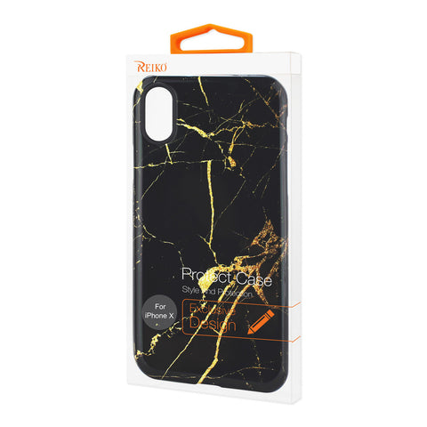 Reiko Iphone X/iphone Xs Streak Marble Iphone Cover In Black