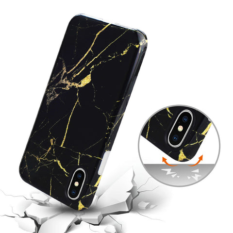 Reiko Iphone X/iphone Xs Streak Marble Iphone Cover In Black