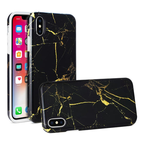 Reiko Iphone X/iphone Xs Streak Marble Iphone Cover In Black