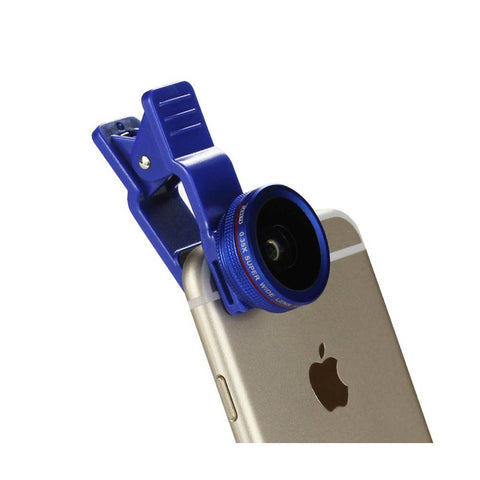 Professional Hd Camera Lenskit Built In 15x Macro Lens Navy For Iphones And Smartphones