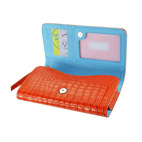 Reiko Crocodile Pattern Purse Wallet Case Samsung Galaxy S4/iphone5s In Orange (5.6x2.7x0.5 Inches)