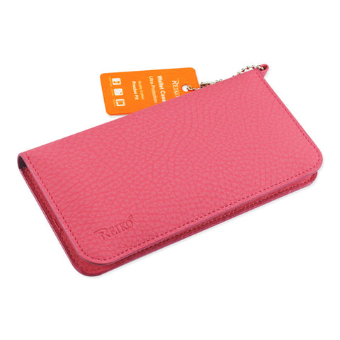 Reiko Universal Wallet Phone Case With Side Pockets And Magnetic Flap For Samsung Note 5 (6.180x3.15x0.45 Inches) In Hot Pink