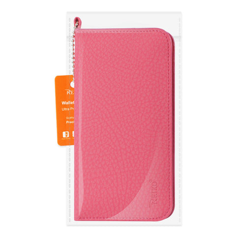 Reiko Universal Wallet Phone Case With Side Pockets And Magnetic Flap For Samsung Note 5 (6.180x3.15x0.45 Inches) In Hot Pink