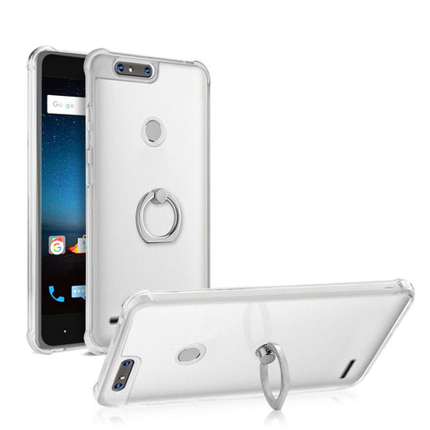 Reiko Zte Blade Z Max/z982/zte Sequoia Transparent Air Cushion Protector Bumper Case With Ring Holder In Clear