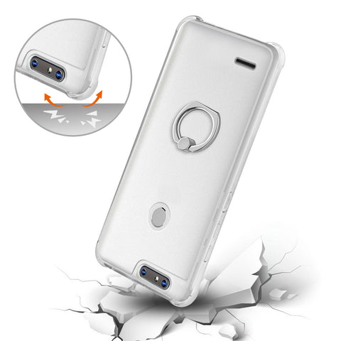 Reiko Zte Blade Z Max/z982/zte Sequoia Transparent Air Cushion Protector Bumper Case With Ring Holder In Clear