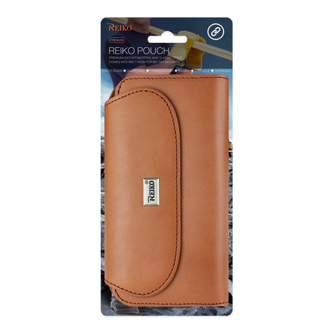 Reiko Horizontal Genuine Leather Pouch Iphone 7/ 8 With Card Holder In Brown (5.84x3.04x0.67 Inches Plus)