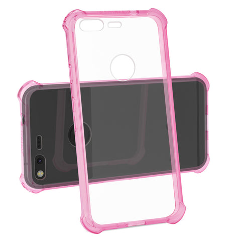 Reiko Google Pixel Clear Bumper Case With Air Cushion Protection In Clear Hot Pink