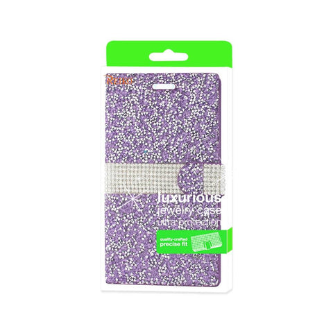 Reiko Zte Grand X Max 2 Diamond Rhinestone Wallet Case In Purple