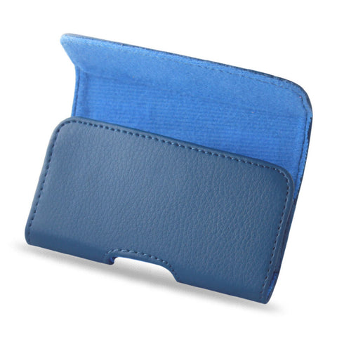 Reiko Smooth Horizontal Leather Pouch Navy In Cardboard Packaging