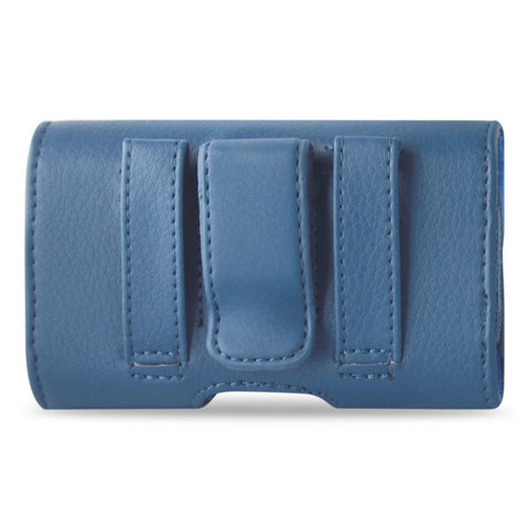 Reiko Smooth Horizontal Leather Pouch Navy In Cardboard Packaging