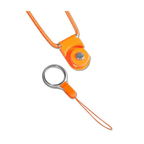 Reiko Long Lanyard Strap With Clip In Orange