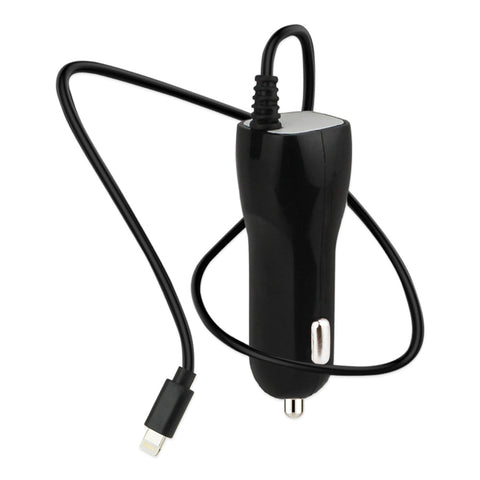 Reiko 8pin Car Charger With Built In Usb Cable In Black For Iphone 6/ 6s/ 6 Plus/ 6s Plus/ Iphone 7/ Iphone 7 Plus