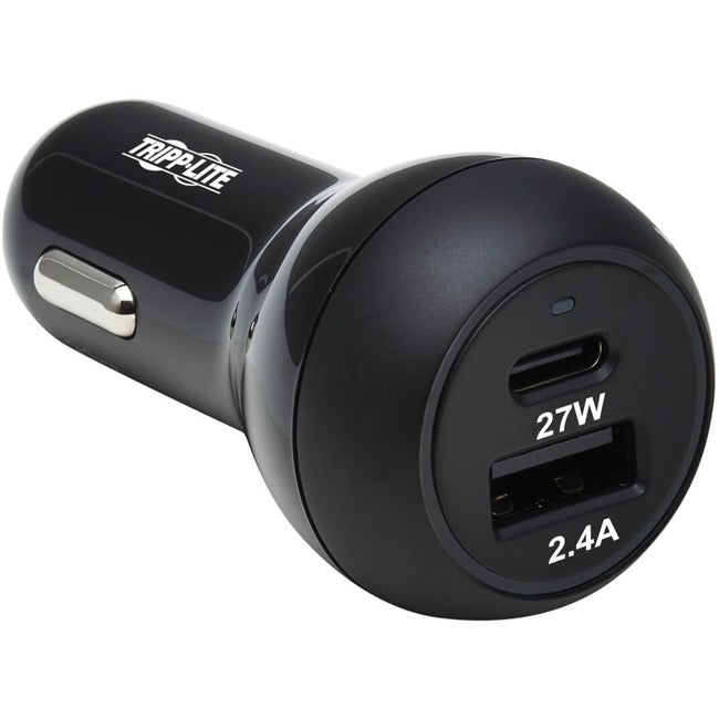 Tripp Lite USB Car Charger Dual-Port 39W Charging USB-C 27W, USB-A 12W