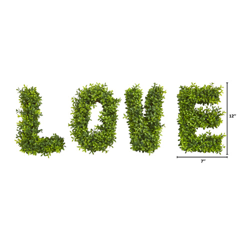 "LOVE" Boxwood Artificial Wall Decoration (Indoor/Outdoor)