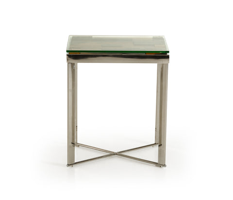 22" Mosaic Wood Steel and Glass End Table