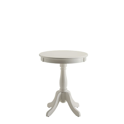 Cottage White Wood Pedestal Side or End Table