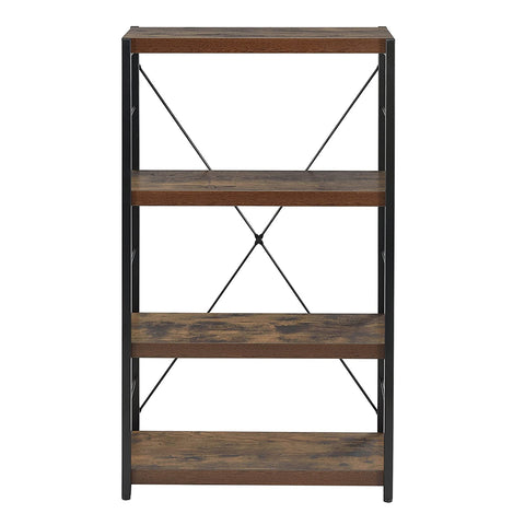 Industrial Rustic Dark Weathered Oak Finish Bookcase