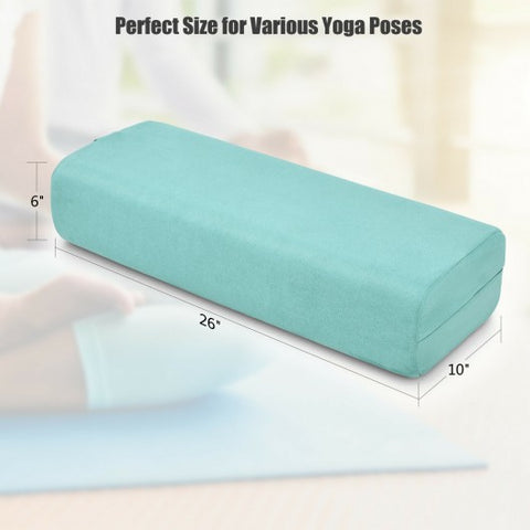 Yoga Bolster Pillow with Washable Cover and Carry Bag-Green