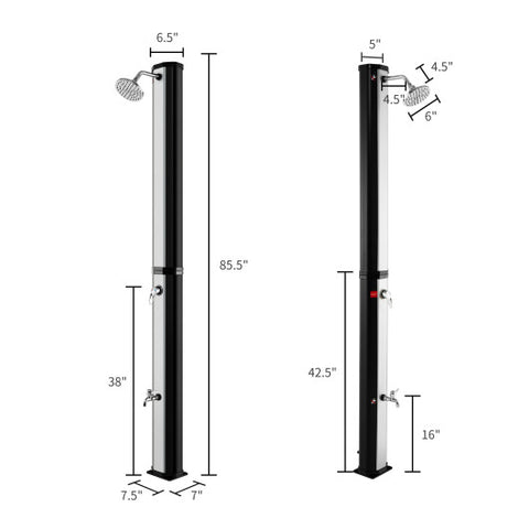 7.2 Feet 9.3 Gallon Solar Heated Shower with Adjustable Head and Foot Tap