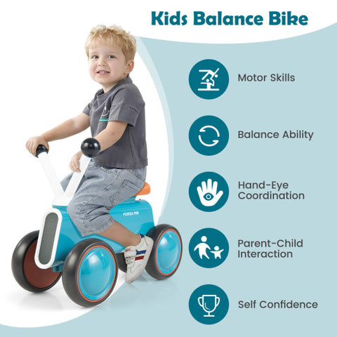 4 Wheels Baby Balance Bike without Pedal-Blue