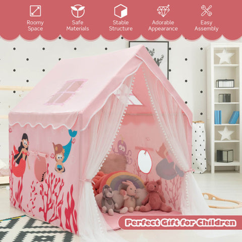 Large Kids Play Tent with Removable Cotton Mat-Pink