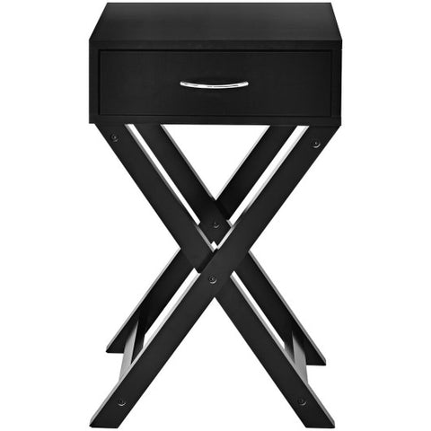 Design Sofa Side Table with X-Shape Drawer for Living Room Bedroom-Black