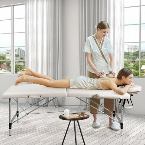 84 Inch L Portable Adjustable Massage Bed with Carry Case for Facial Salon Spa -White