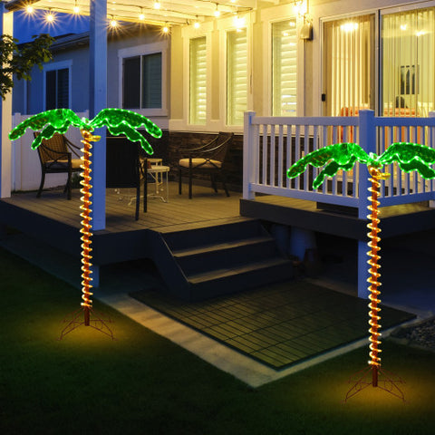 5 Feet LED Pre-lit Palm Tree Decor with Light Rope