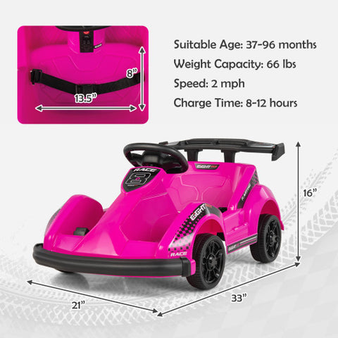 6V Kids Ride On Go Cart with Remote Control and Safety Belt-Pink