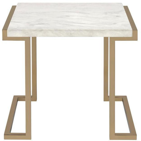 24" X 22" X 22'Faux Marble Champagne End Table