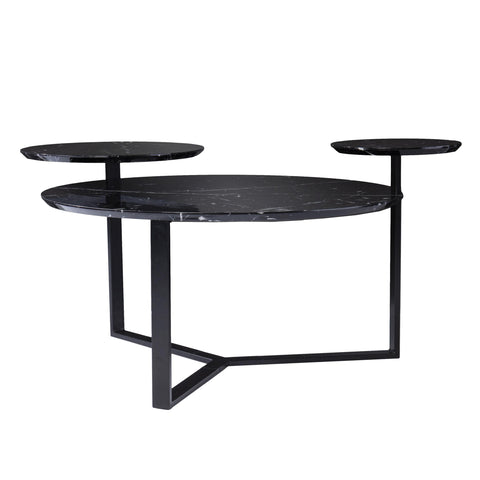 43" Black Solid Manufactured Wood And Metal Free Form Coffee Table