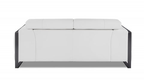 75" White Italian Leather and Chrome Love Seat