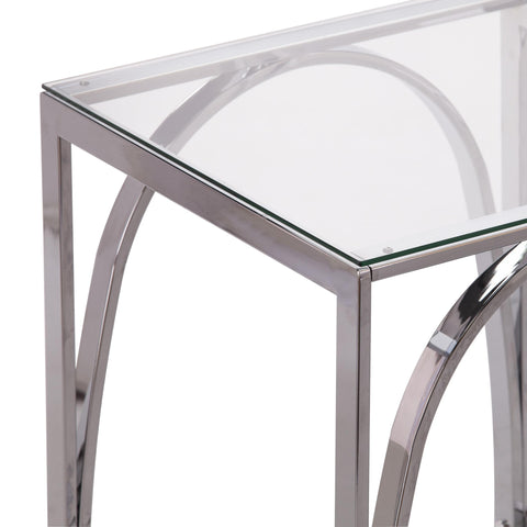 22" Chrome Glass And Iron Square End Table