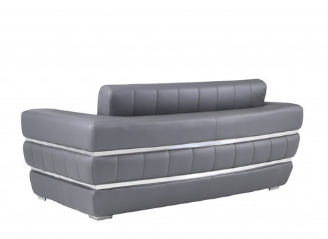 75" Dark Gray Italian Leather with Chrome Accents Love Seat