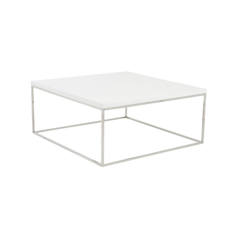 White and Chrome High Gloss Square Coffee Table