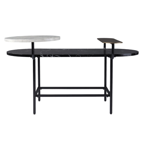 42" Black Manufactured Wood And Metal Free Form Coffee Table