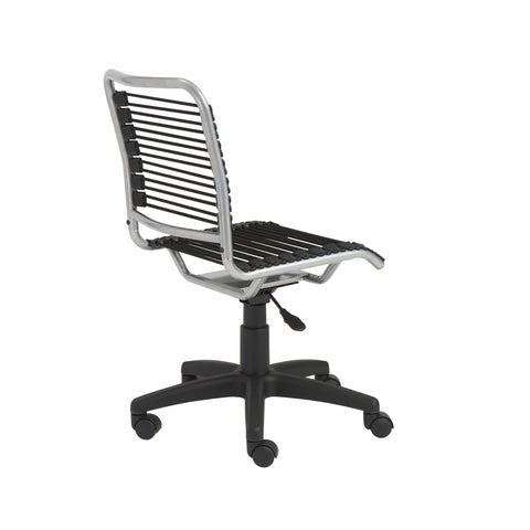 35" Chrome and Black Round Bungee Cord Low Back Office Chair