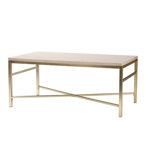 42" Off White Manufactured Wood And Metal Rectangular Coffee Table