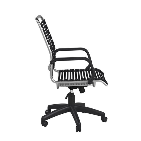 42" Black and Chrome Flat Bungee Cord High Back Office Chair