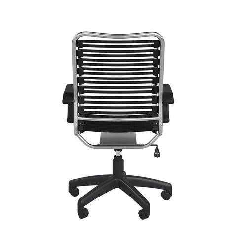 42" Black and Chrome Flat Bungee Cord High Back Office Chair