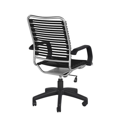 42" Black and Chrome Flat Bungee Cord High Back Office Chair